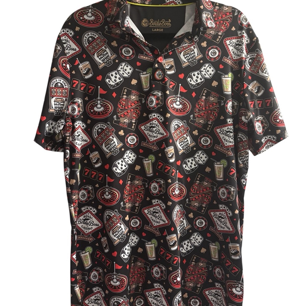 Birdie Boss Black and Red Casino-Themed Shirt